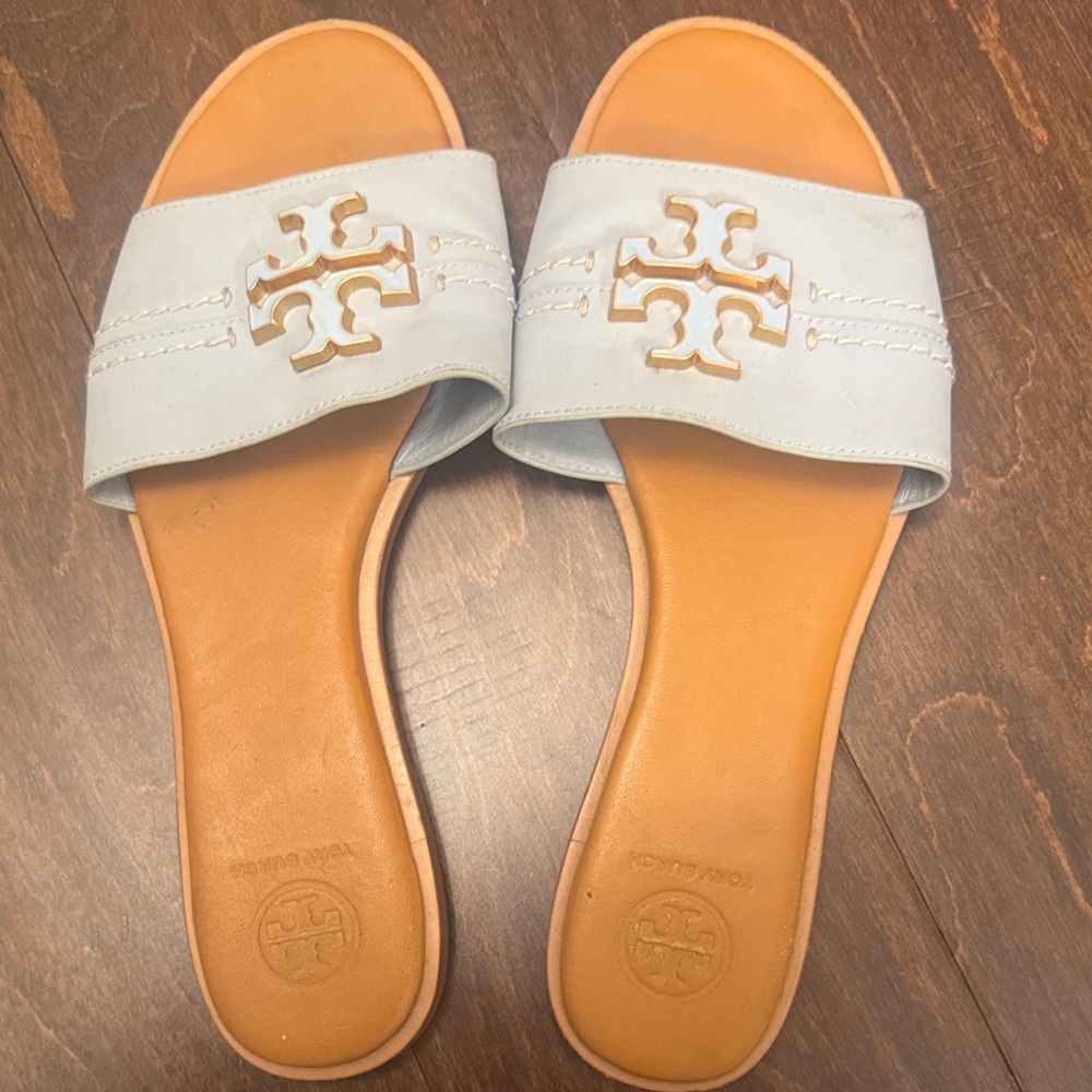 Tory Burch Light Blue Slide Sandals